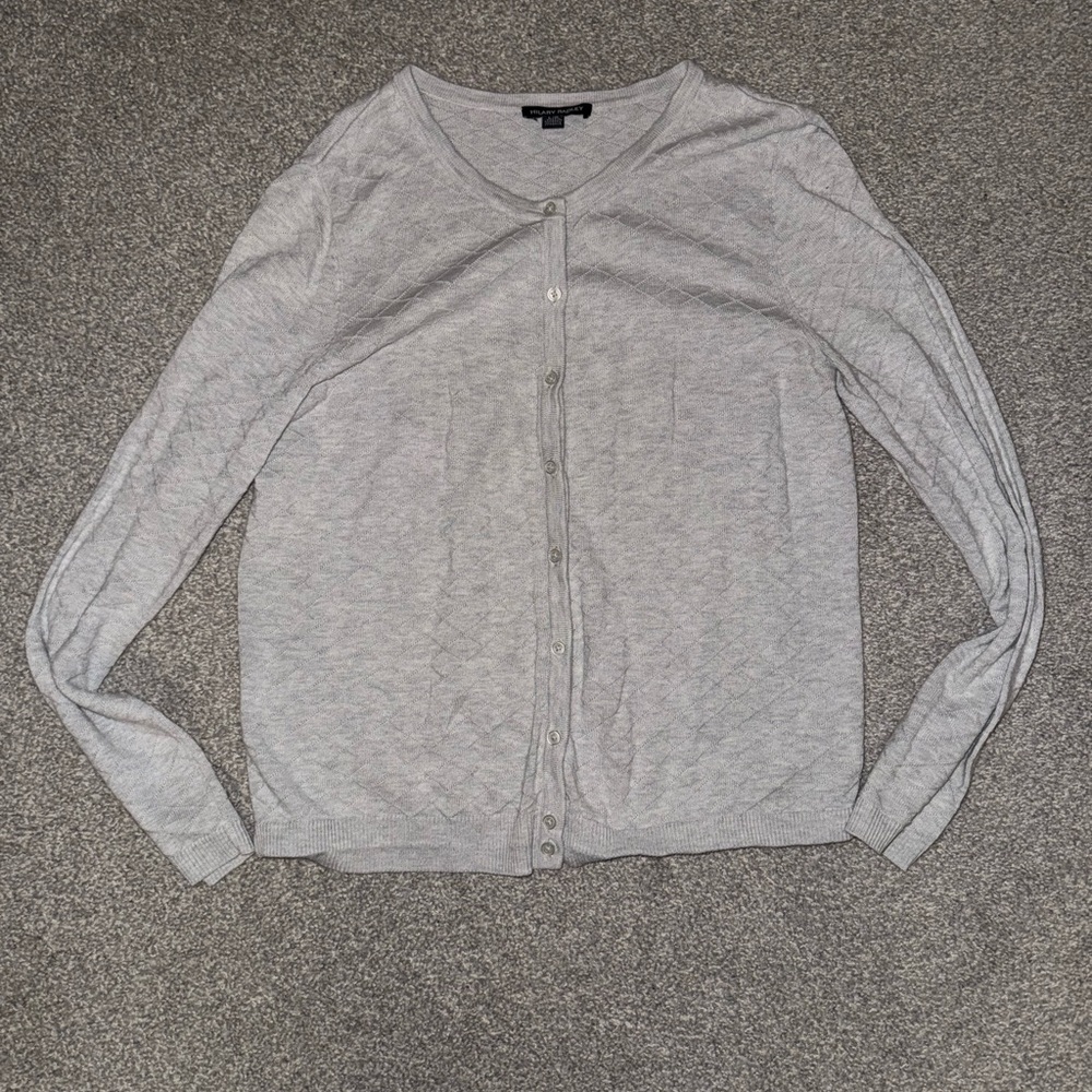 Hilary Radley Light Gray Quilted Knit Top
